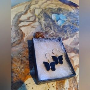 Purple Butterfly Charm Earrings